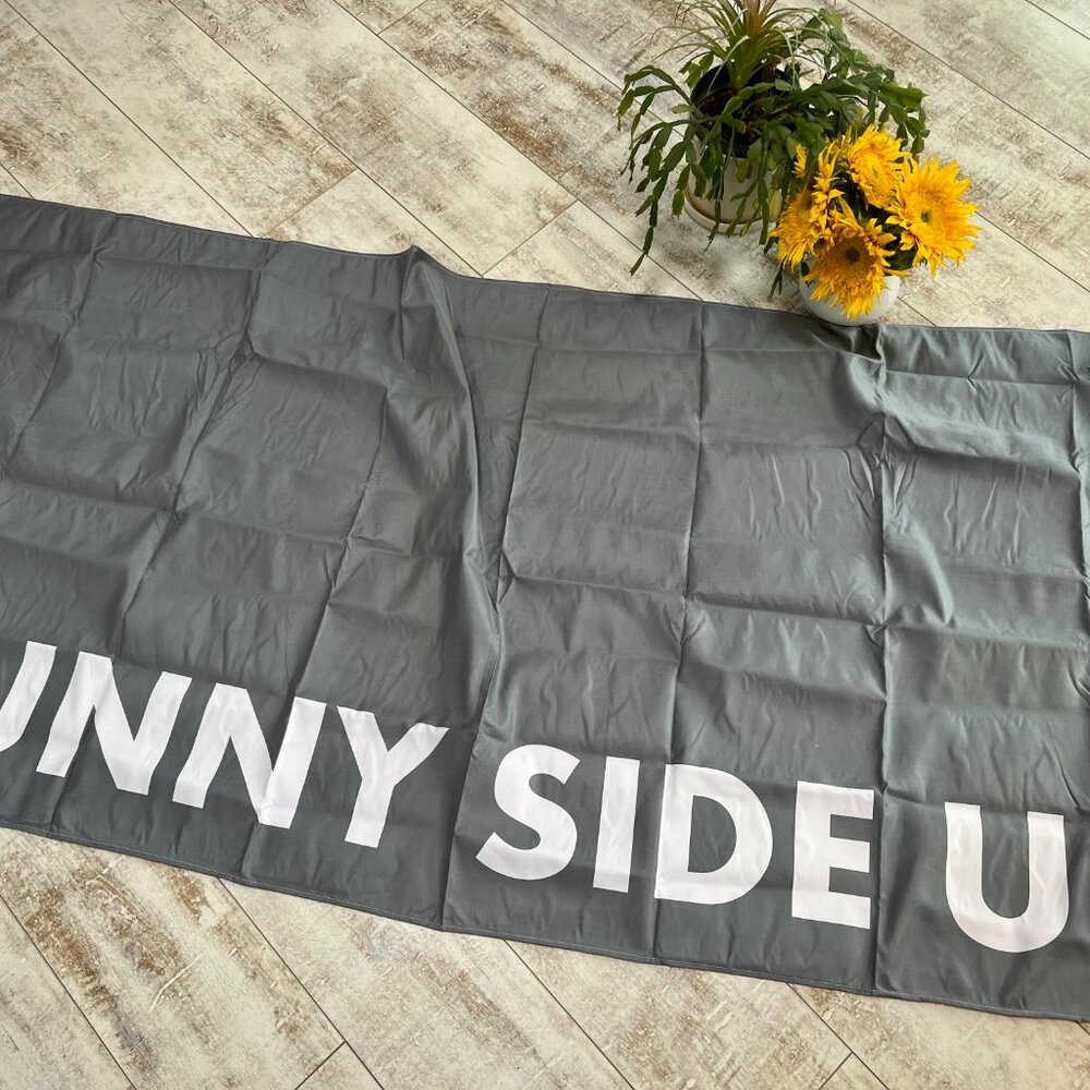 FIRM! Oversized "Sunny Side Up" Beach/Spa Towel & Striped Canvas Pouch